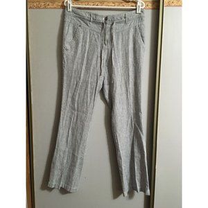 Dalia 8 Blue/White Strip Linen Casual Beach Vacation Travel Comfort Sraight Leg